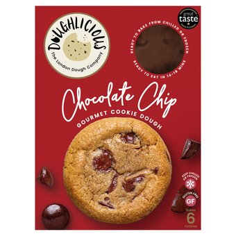 Tesco Doughlicious ready to bake chocolate chip cookies 6 pieces 204g offer