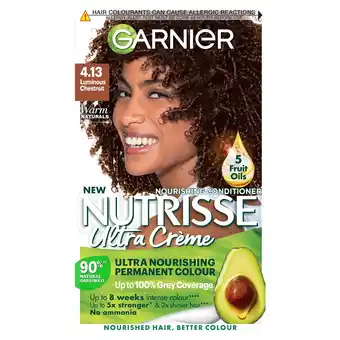 Tesco Garnier nutrisse 4.13 luminous chestnut permanent hair dye offer