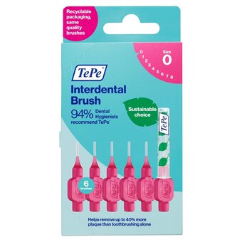 Morrisons Tepe interdental brush 0.4mm size 0 pink brushes offer