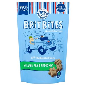 Morrisons Brit bites natural baked dog treats with lamb, pea and added mint offer