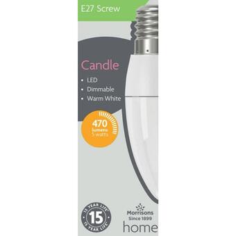 Morrisons Morrisons led filament 470 lumens es 4.5w candle light bulb offer
