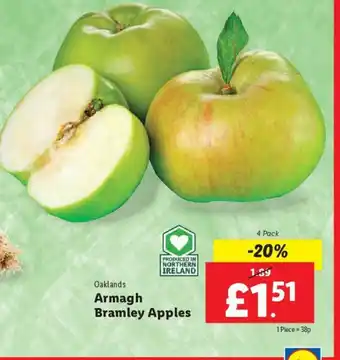 Lidl Oaklands Armagh bramley apples 4pack offer