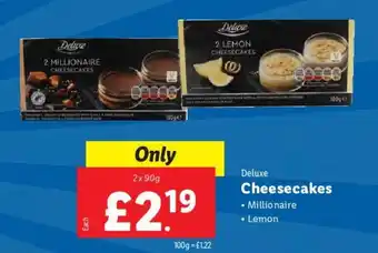 Lidl Deluxe Cheesecakes Millionaire, Lemon 2 x 90g offer
