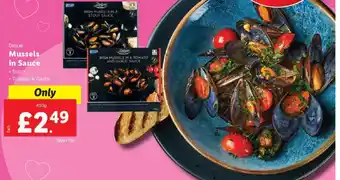 Lidl Deluxe Mussels in Sauce Stout, Tomato & Garlic 450g offer