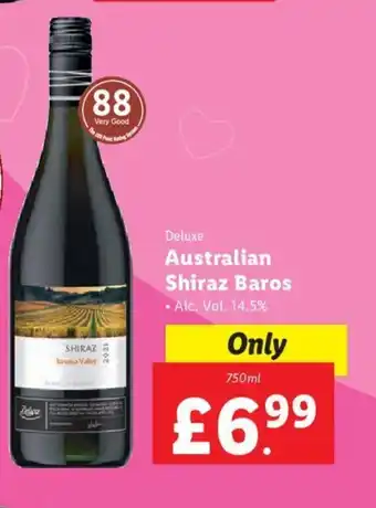 Lidl Deluxe Australian Shiraz Baros Alc. Vol. 14.5% 750ml offer