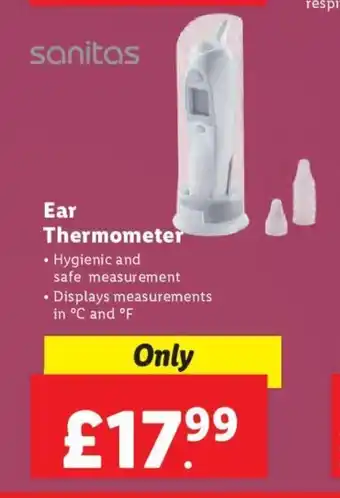 Lidl Sanitas Ear Thermometer offer