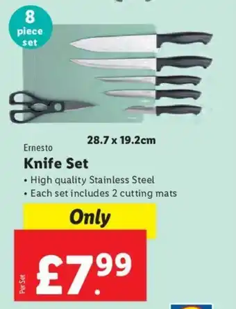 Lidl Ernesto Knife Set 8pcs set 28.7x19.2cm per pack offer
