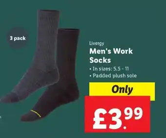 Lidl Livergy Men's Work Socks 5.5-11 3 pack offer