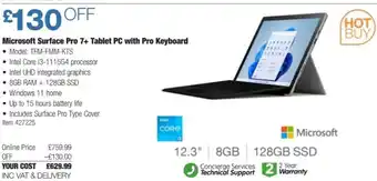 Costco Microsoft Surface Pro 7+ Tablet PC with Pro Keyboard offer