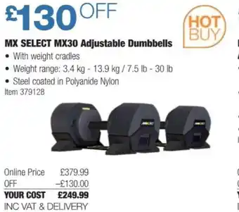MX Select MX30 Adjustable Dumbbells