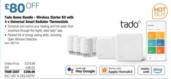 Costco Tado Home Bundle - Wireless Starter Kit with 4 x Universal Smart Radiator Thermostats offer