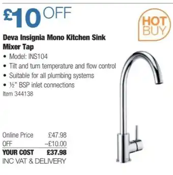 Costco Deva Insignia Mono Kitchen Sink Mixer Tap offer