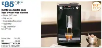 Costco Melitta Solo Frosted Black Bean to Cup Coffee Machine offer