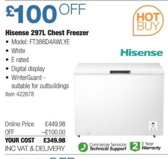 Costco Hisense 297L Chest Freezer offer