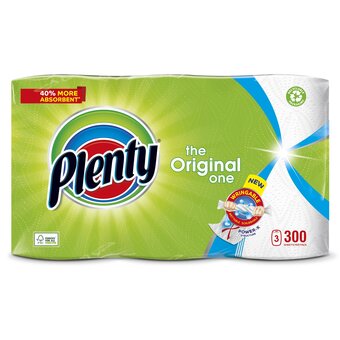 Tesco Plenty original white kitchen 3 roll 300 sheets offer