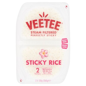 Tesco Veetee heat eat sticky rice pots 2x130g offer