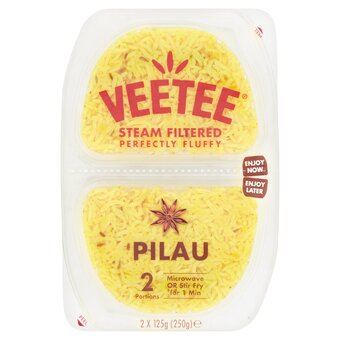 Tesco Veetee heat & eat pilau rice pots 2x125g offer