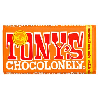 Tesco Tony's chocolonely milk chocolate caramel sea salt 180g offer