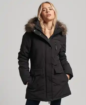 Superdry Superdry women's hooded everest faux fur parka coat black offer