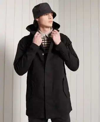 Superdry Superdry men's service fishtail parka coat dark grey / washed black offer