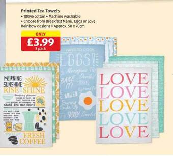 Aldi Printed tea towels offer