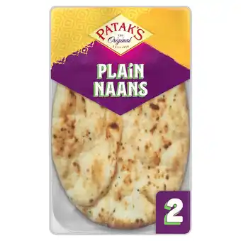Tesco Patak's flame baked plain naan breads 2 pack offer