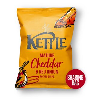 Tesco Kettle mature cheddar & red onion potato chips 130g offer