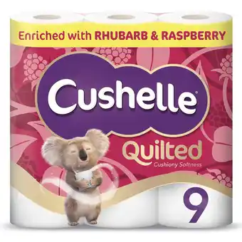 Tesco Cushelle quilted toilet tissue rhubarb & raspberry x9 offer