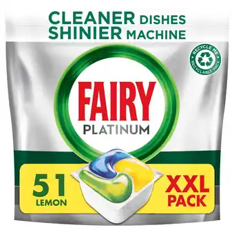 Tesco Fairy platinum all in one lemon 51 dishwasher tablets 760g offer