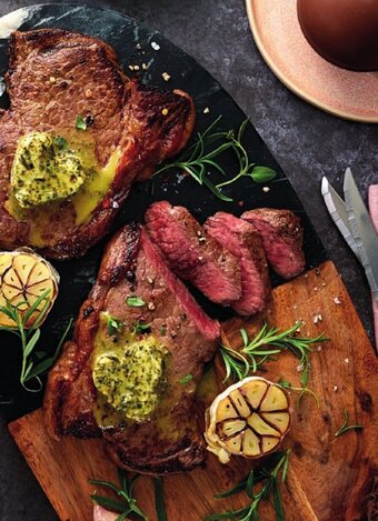 Aldi 2 Pack Wagyu Sirloin Steak with Wild Garlic and Smoked Salt Butter 400g offer