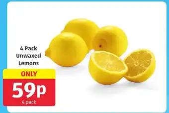 Aldi Unwaxed Lemons 4 Pack offer
