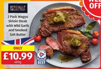 2 Pack Wagyu Sirloin Steak with Wild Garlic and Smoked Salt Butter 400g