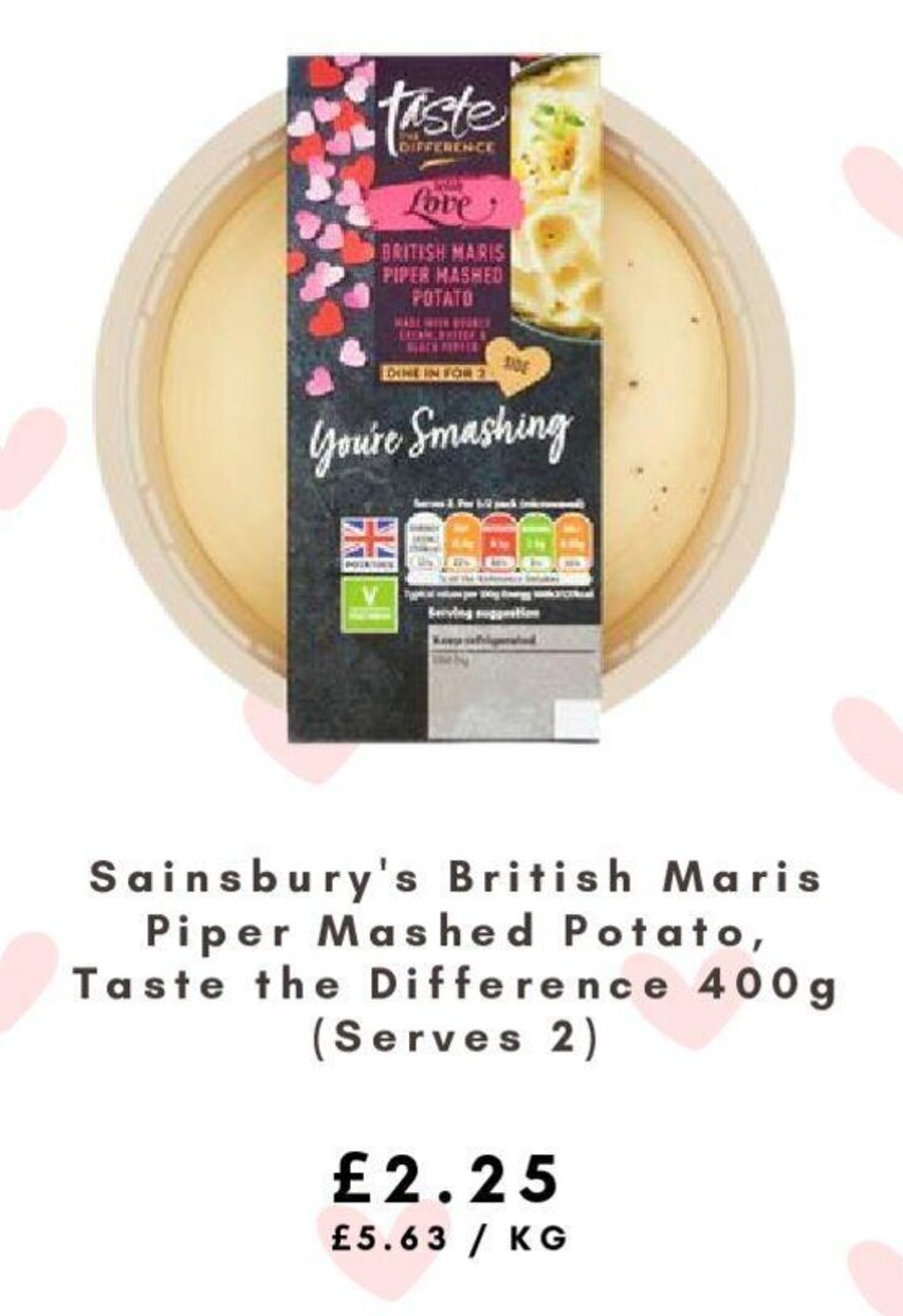 Sainsburry's British Maris Piper Mashed Potato, Taste the Difference
