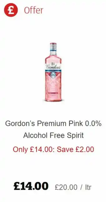 Sainsbury's Gordon's Premium Pink 0.0% Alcohol Free Spirit offer