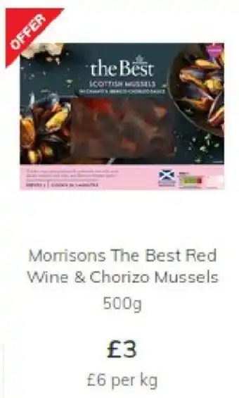 Morrisons Morrisons The Best Red Wine & Chorizo Mussels 500g offer