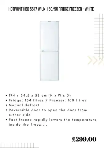 Hotpoint HBD 5517 W UK 1 50/50 Fridge Freezer -White