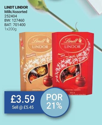 Bestway Lindt Lindor Milk/ Assorted 200g offer