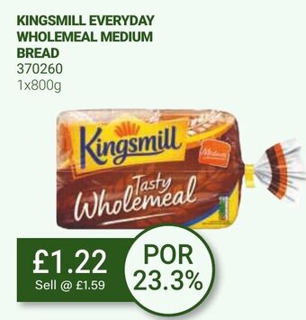 Bestway Kingsmill Everyday Wholemeal Medium Bread 800g offer