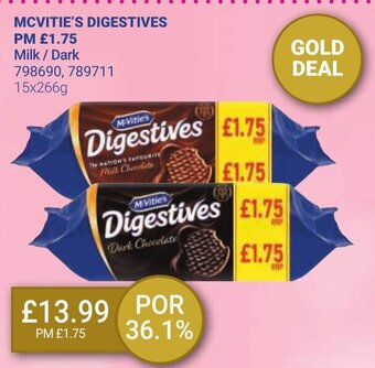Bestway Mcvities Digestives Milk/Dark 15x266g offer