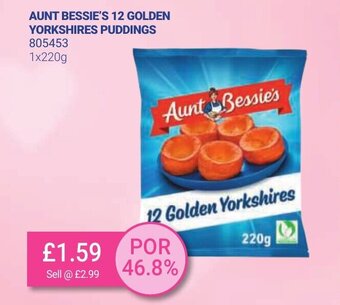 Bestway Aunt Bessie's 12 Golden Yorkshire Puddings 1x220g offer