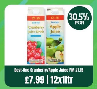 Bestway Best-One Cranberry/Apple Juice 12x1ltr offer