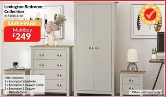Lexington Bedroom Collection : 1 x Lexington Wardrobe 1 x 4 Drawer Chest 2 x 2 Drawer Bedside Table