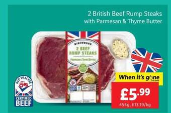 Lidl 2 british beef rump steaks with parmesan & thyme butter offer
