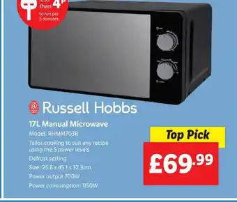 Lidl Russell hobbs manual microwave offer