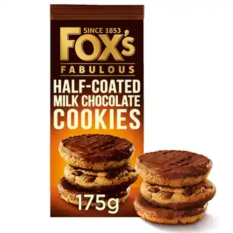 Tesco Fox's half coated milk chocolate cookies 175g offer