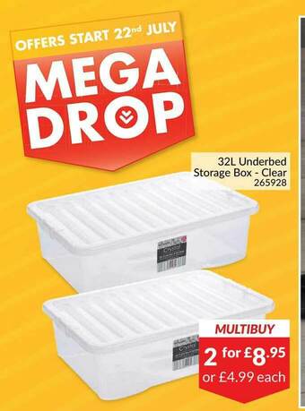 32L Underbed Storage Box - Clear
