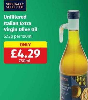 Aldi Unfiltered italian extra virgin olive oil offer