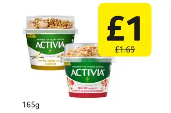 Londis Activia vanilla & granola, raspberry & chia seed muesli offer