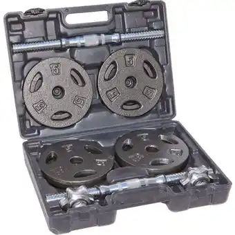 UK Sport Imports Ironman 40lb cast iron adjustable dumbbell set with carry case offer