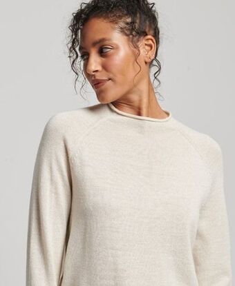 Superdry Superdry women's high neck merino knit jumper cream / cream metallic offer
